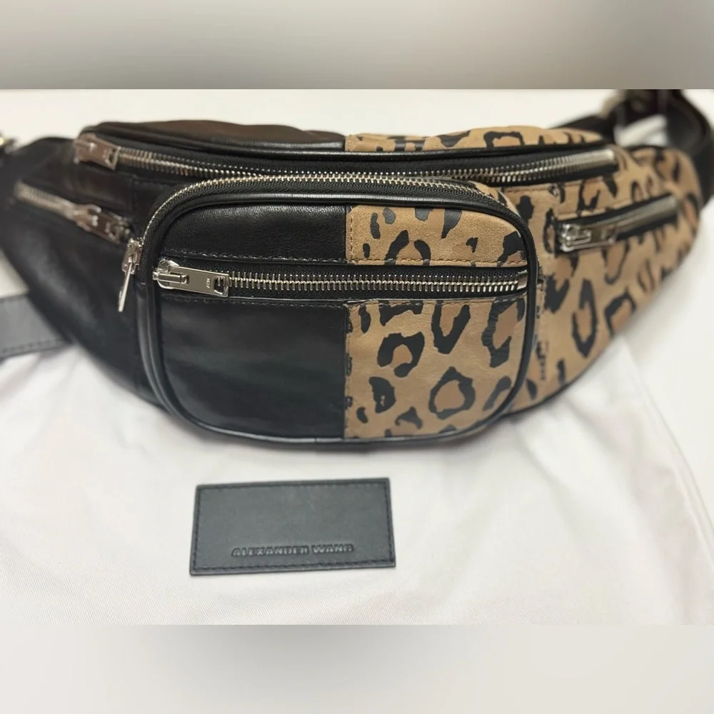 Alexander Wang Lambskin Suede Leopard Attica Belt Bag Black - Picture 3 of 10